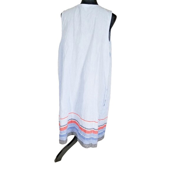 J Jill Love Linen Sleeveless Shift Dress Size XL Blue Midi V Neck Pockets - Picture 4 of 9